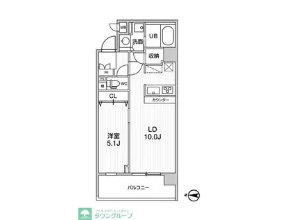 ALTERNA菊川II(1LDK/2階)の間取り写真