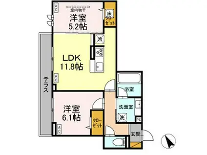 D-RAFFINE(2LDK/1階)の間取り写真