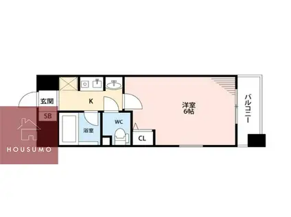 エステムコート大阪城前・OBPリバーフロント(1K/2階)の間取り写真