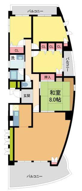 リアライズ芦屋東山(4LDK/3階)の間取り写真