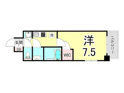 エスリード神戸ハーバーテラス(1K/6階)の間取り写真