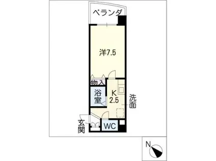 マンションリバーサイド(1K/1階)の間取り写真