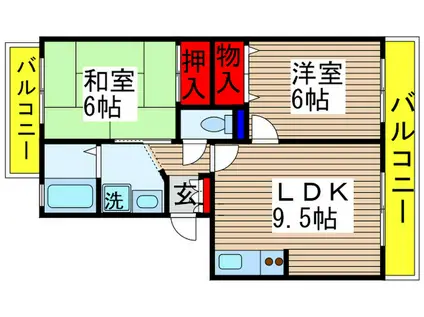 ハイツサンピーチB(2LDK/2階)の間取り写真