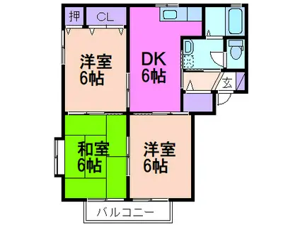 ラフォーレ・いずみ野A(3DK/2階)の間取り写真