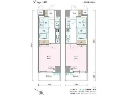 ロイジェントさいたま新都心(1K/4階)の間取り写真