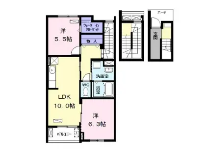 カーサみやびVI(2LDK/3階)の間取り写真