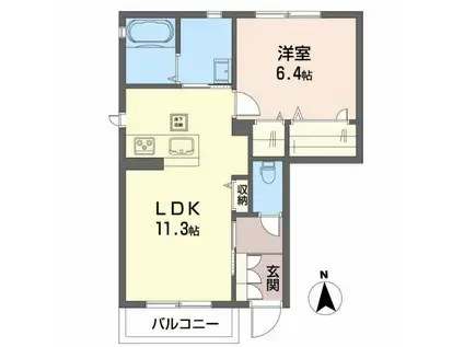 メゾン・ケー B(1LDK/1階)の間取り写真
