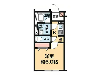 ハーモニーテラス神楽坂(1K/1階)の間取り写真