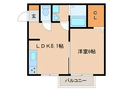 ブラウンクレスト(1LDK/2階)の間取り写真