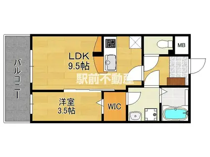 ファーメリー那の川(1LDK/11階)の間取り写真