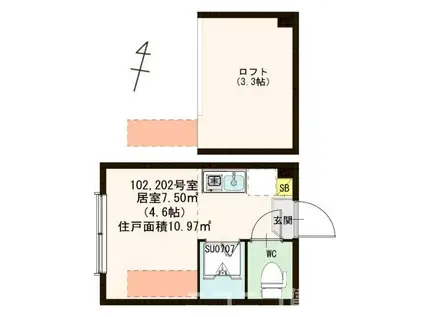 G-RESIDENCE AKABANE(ワンルーム/2階)の間取り写真
