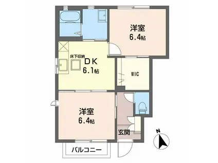 ストロベリーフィールズ(2DK/1階)の間取り写真