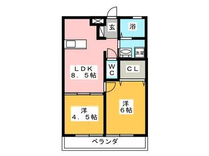 グランドアベニュー洋光台(2LDK/1階)の間取り写真