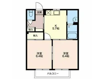 パイン・ウインド(2K/2階)の間取り写真