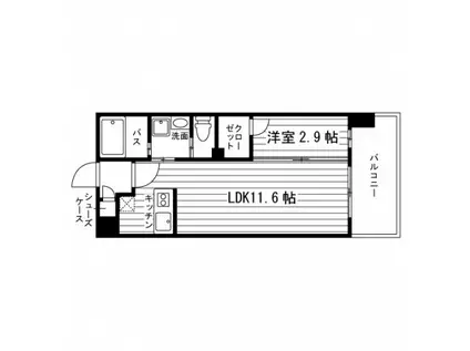 GRAND ETERNA 長崎昭和町(1LDK/2階)の間取り写真