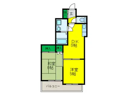 エトワール御崎(2DK/2階)の間取り写真
