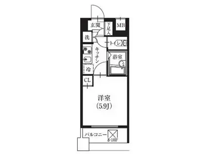 ラ・レジダンス・ド千駄木(1K/6階)の間取り写真