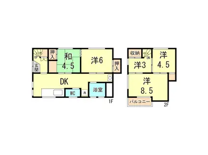 国香通4丁目文化(5DK/1階)の間取り写真