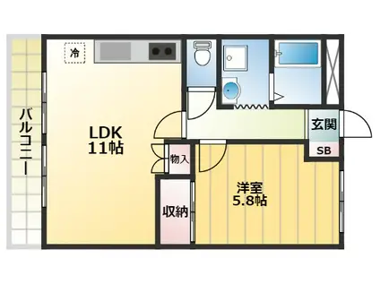 アネックスおゆみ野(1LDK/2階)の間取り写真