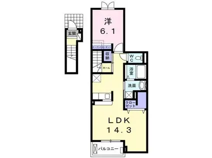 ジュリアスガーデン鳳(1LDK/2階)の間取り写真