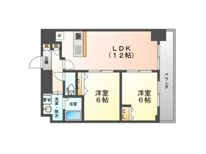 Dコート門真駅前(2LDK/12階)の間取り写真