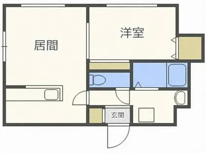 ラベンデール山鼻(1LDK/1階)の間取り写真