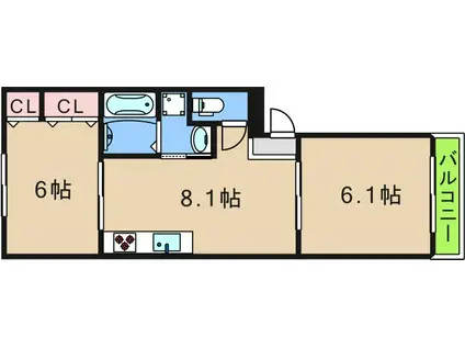 コーエンブレイス(2LDK/3階)の間取り写真