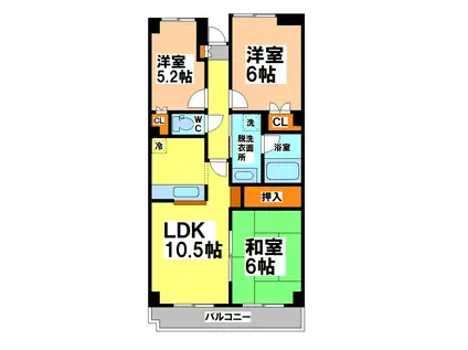 パークハイムF(3LDK/5階)の間取り写真
