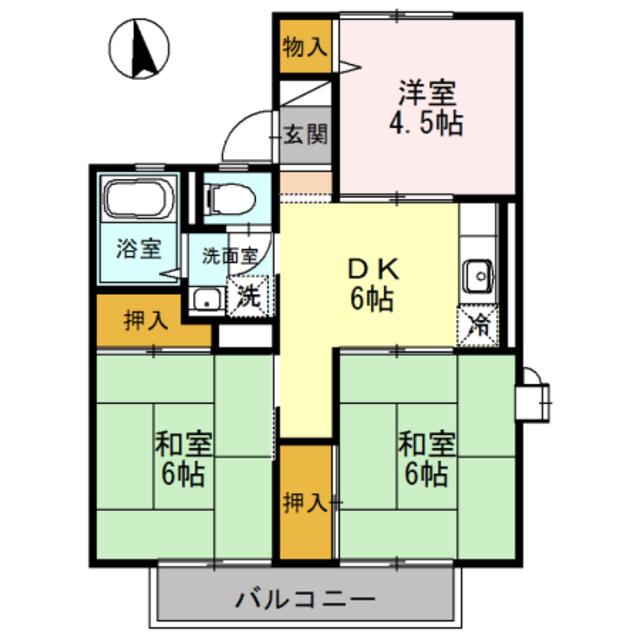 グリーンタウンI(3DK/2階)の間取り写真