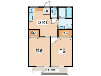 エーデルハイム(2DK/2階)の間取り写真