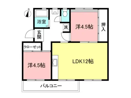 左近山団地3街区24号棟(2LDK/5階)の間取り写真