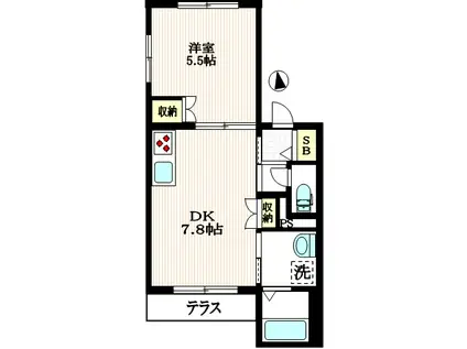 グランディール(1DK/1階)の間取り写真