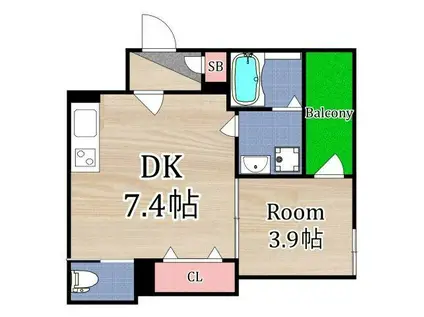 GARDEN MAISON 内代(1DK/1階)の間取り写真