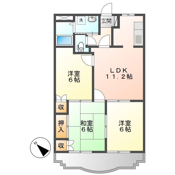サン・ライズ(3LDK/1階)の間取り写真