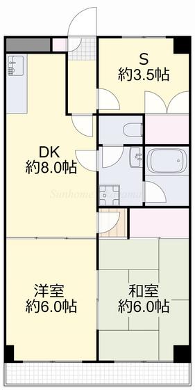 上杉第3ビル野田(2SDK/7階)の間取り写真