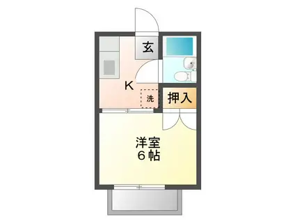 峰地ハイツ(1K/1階)の間取り写真