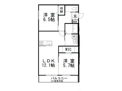 ルーチェIII(2LDK/1階)の間取り写真