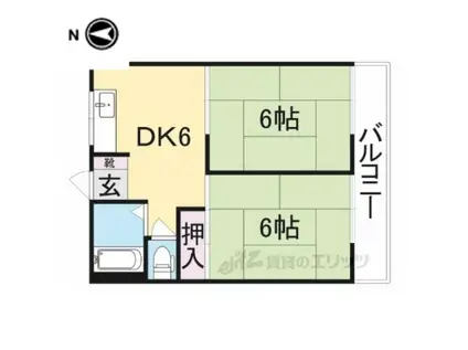 ニュー芝ハイツ(2DK/2階)の間取り写真