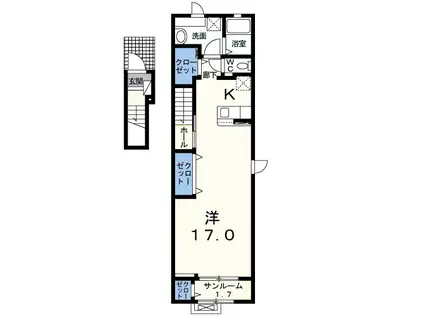 セレーン扇田(ワンルーム/2階)の間取り写真