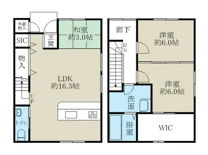 GRAND REVE(2SLDK/1階)の間取り写真