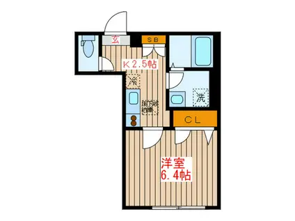 ベルウッド(1K/1階)の間取り写真