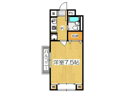 サンライズ大宅(1K/3階)の間取り写真