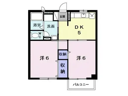 ウエストランド(2DK/2階)の間取り写真