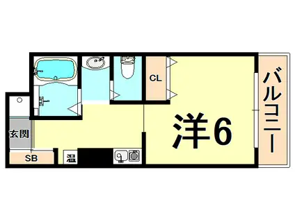 中山手ミオ壱番館(ワンルーム/2階)の間取り写真