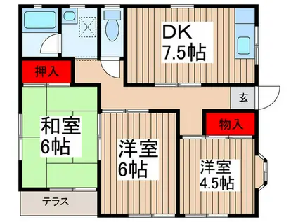 ツーハウス(3DK/1階)の間取り写真