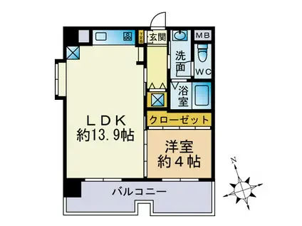 ライオンズマンション博多駅南第3(1LDK/9階)の間取り写真