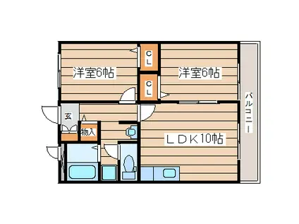 カナディアンコート南吉成A(2LDK/3階)の間取り写真