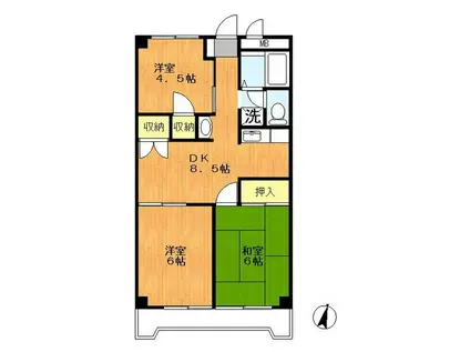 フォンテーヌ市ヶ尾(3DK/1階)の間取り写真