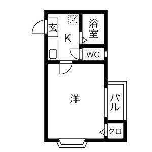 グリーンリーフ喜多山(1K/2階)の間取り写真