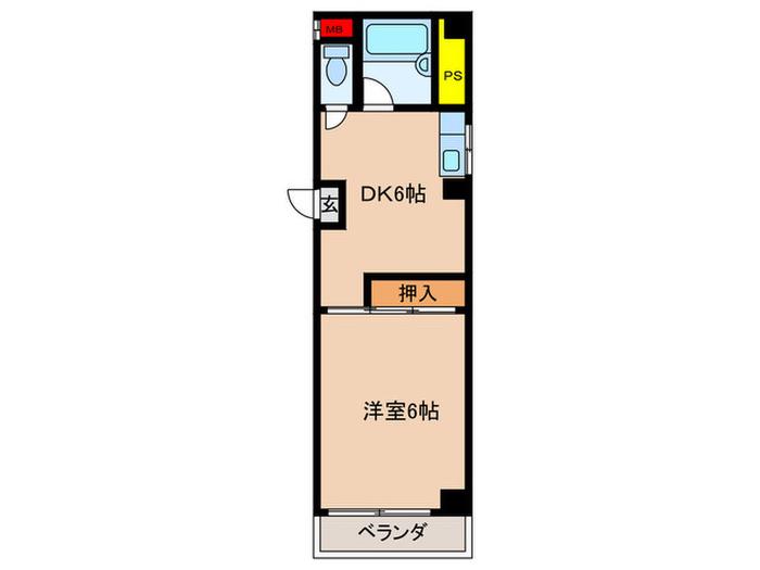 OK平野ハイツ(1DK/1階)の間取り写真